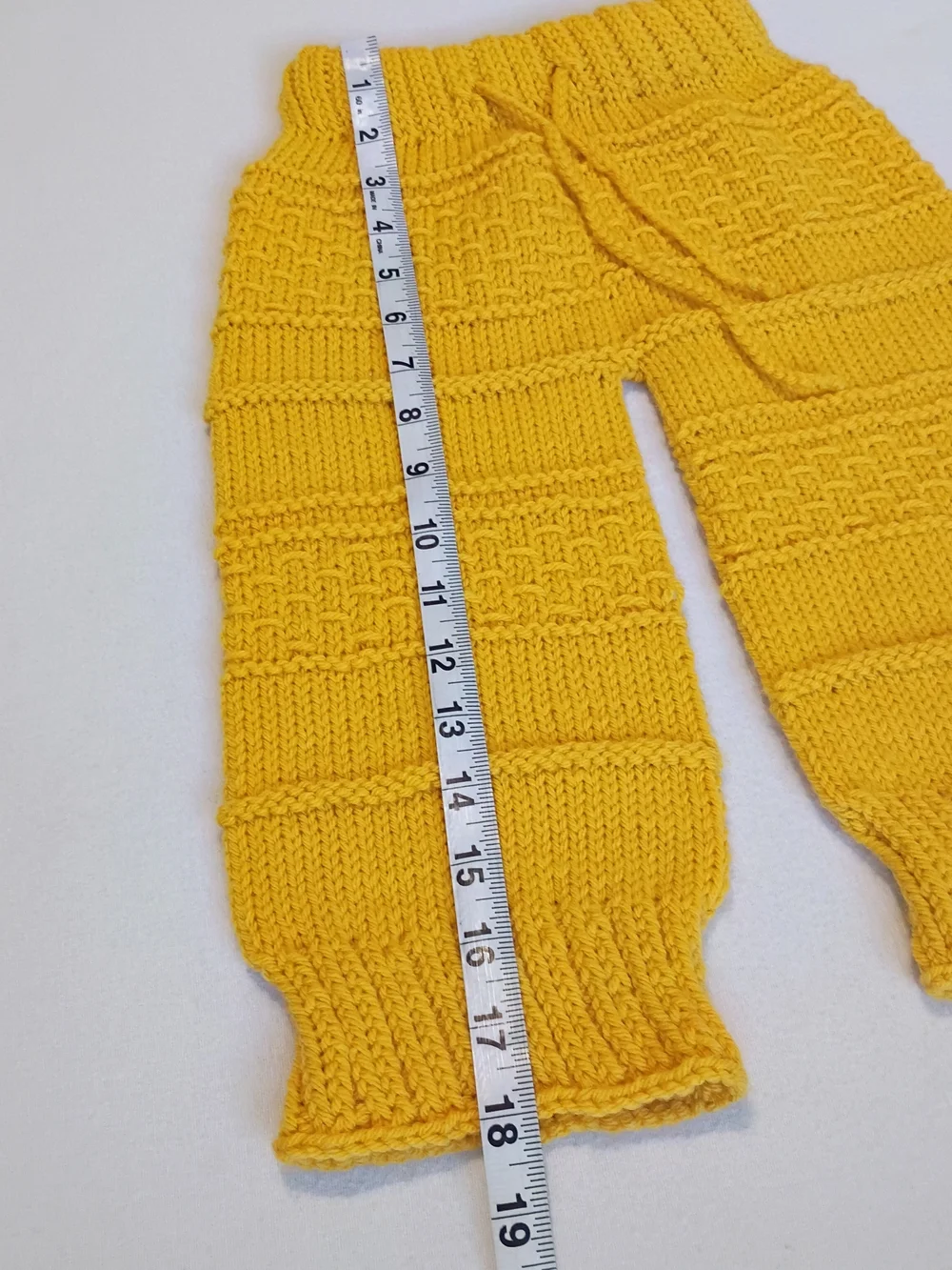 Handmade Yellow Woolen Baby Leggings Textured Knit Lounge Pants